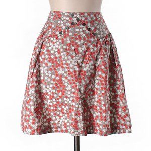 Girls From Savoy Cotton A-Line Skirt in Gray, Orange, & White Dot Print …